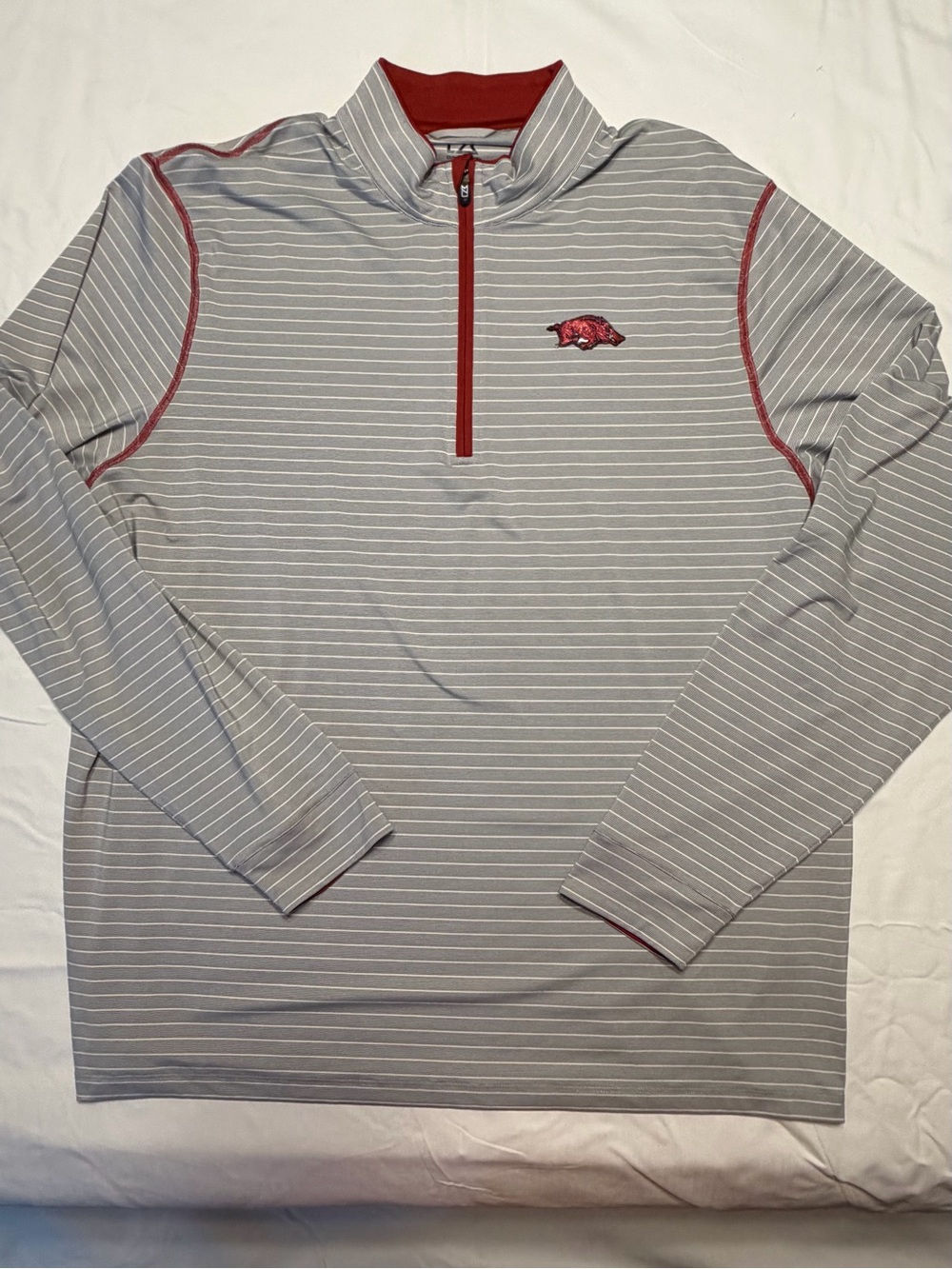 Arkansas Razorback Cutter & Buck Gray & Red Quarter-Zip Performance Pullover XL